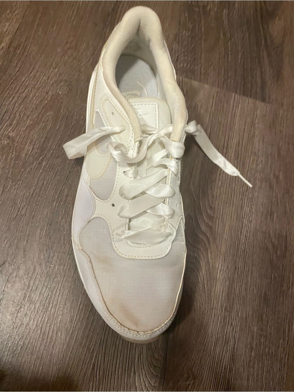 Nike Women's Cream Lace-Up Satin-Trim Sneaker